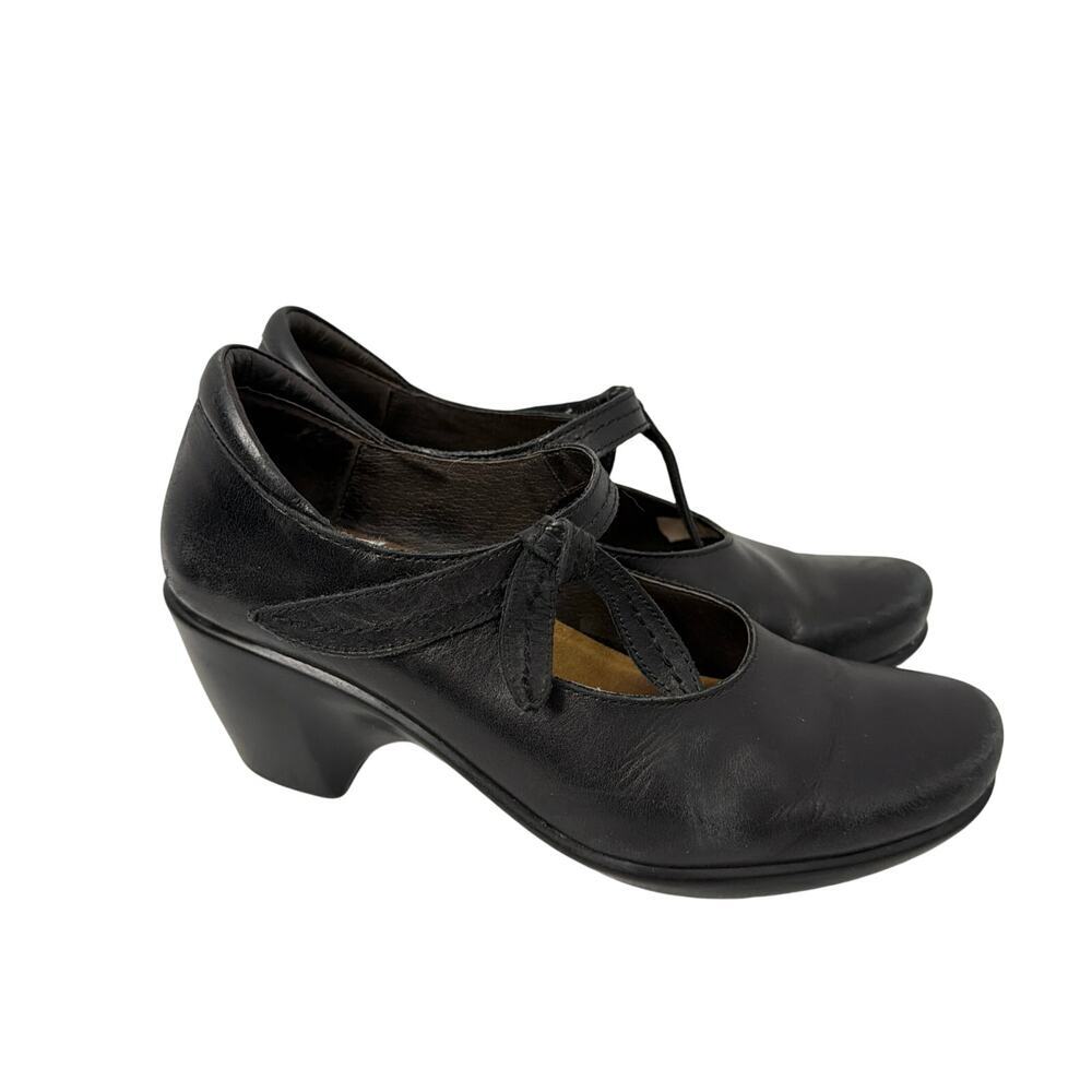 Naot Shoes Womens Size 7 Pleasure Black Leather Heel Comfort Adjustable Strap
